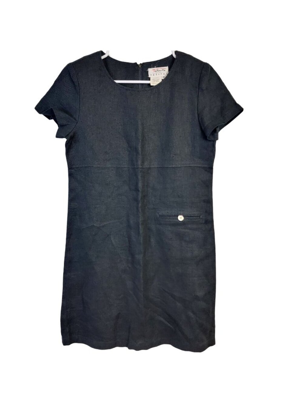 Talbots Vintage 90s Linen Shift Dress Women 4 Black Knee Length Formal Work Fall